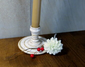 Stoneware Candlestick - Creamy White