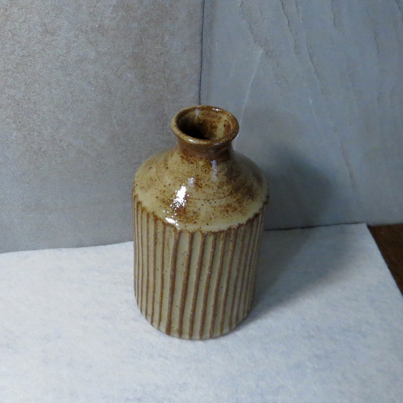 Stoneware Small Bud Vase Birch Brown 8 ounce image 6