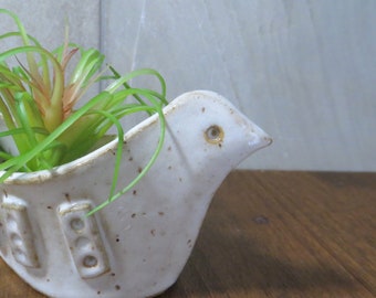 Stoneware Small Succulent Planter - Bird - White