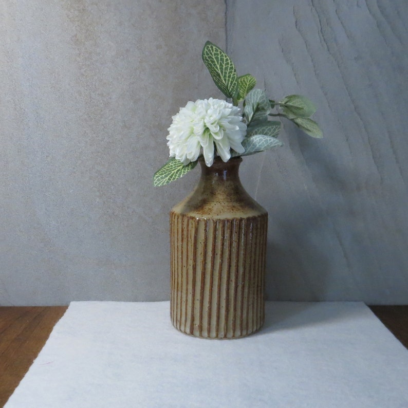 Stoneware Small Bud Vase Birch Brown 8 ounce image 2