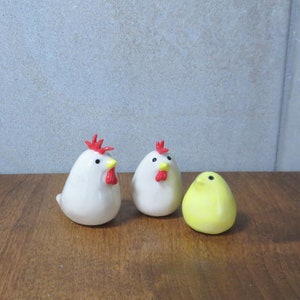 Ceramic Sculpture Rooster Chicken Chick Set of 3 image 2