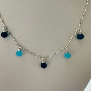 Sterling Silver and Lampwork Beaded Dangle Necklace ooak ready to ship handmade holiday Hanukkah Christams gift srajd