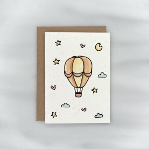 Dreamy Hot Air Balloon - Baby Shower Gift Enclosure Mini Card for New Baby | Premium Textured, 100% Recycled, GIVES BACK