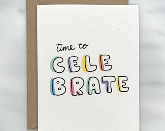 Colorful Bubble Words Celebration Card - For Birthday, Congratulations, Graduation | Premium Textured, 100% Recycled, GIVES BACK