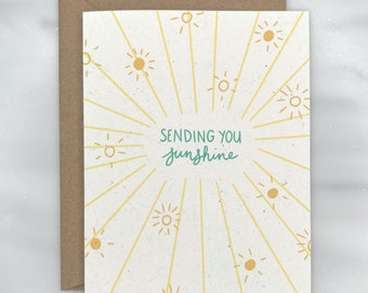 Je vous envoie du soleil - Carte d'encouragement / Je pense à vous | Texturé haut de gamme, 100 % recyclé, DONNER EN RETOUR