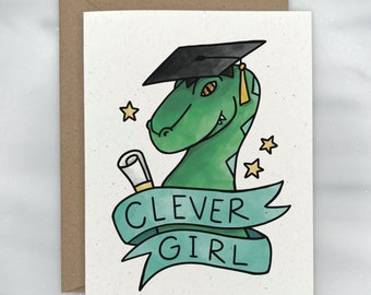 Clever Girl Raptor - Graduation Card | Premium Textured, 100% Recycled, GIVES BACK