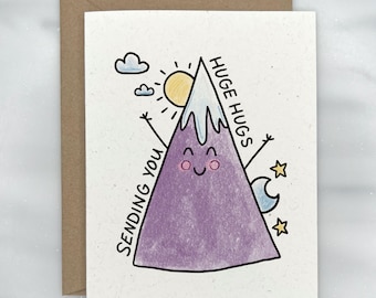 Happy Mountain Hugs - Sympathy Greeting Card | Premium Textured, 100% Recycled, GIVES BACK