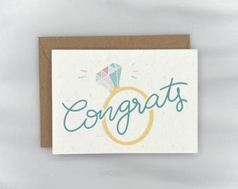 Big Diamond Congrats - Bridal Shower Gift Enclosure Mini Card - Wedding Card | Premium Textured, 100% Recycled, GIVES BACK