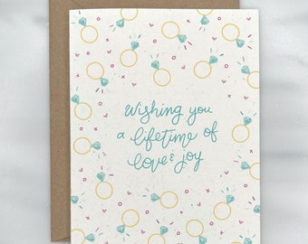 Sparkly Diamond Rings Engagement Card - Bridal Shower Card - Wedding Card | Premium Textured, 100% Recycled, GIVES BACK