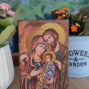 Orthodox Saint, Icon, Holy family icon,  Virgin of Tenderness, Icon Gift, Home Decoration, Handmade