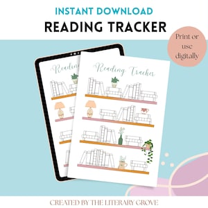Bookshelf Reading Tracker | Printable Bookshelf Reading Log | Aesthetic Reading Journal | Digital Download | Book Lover Gift