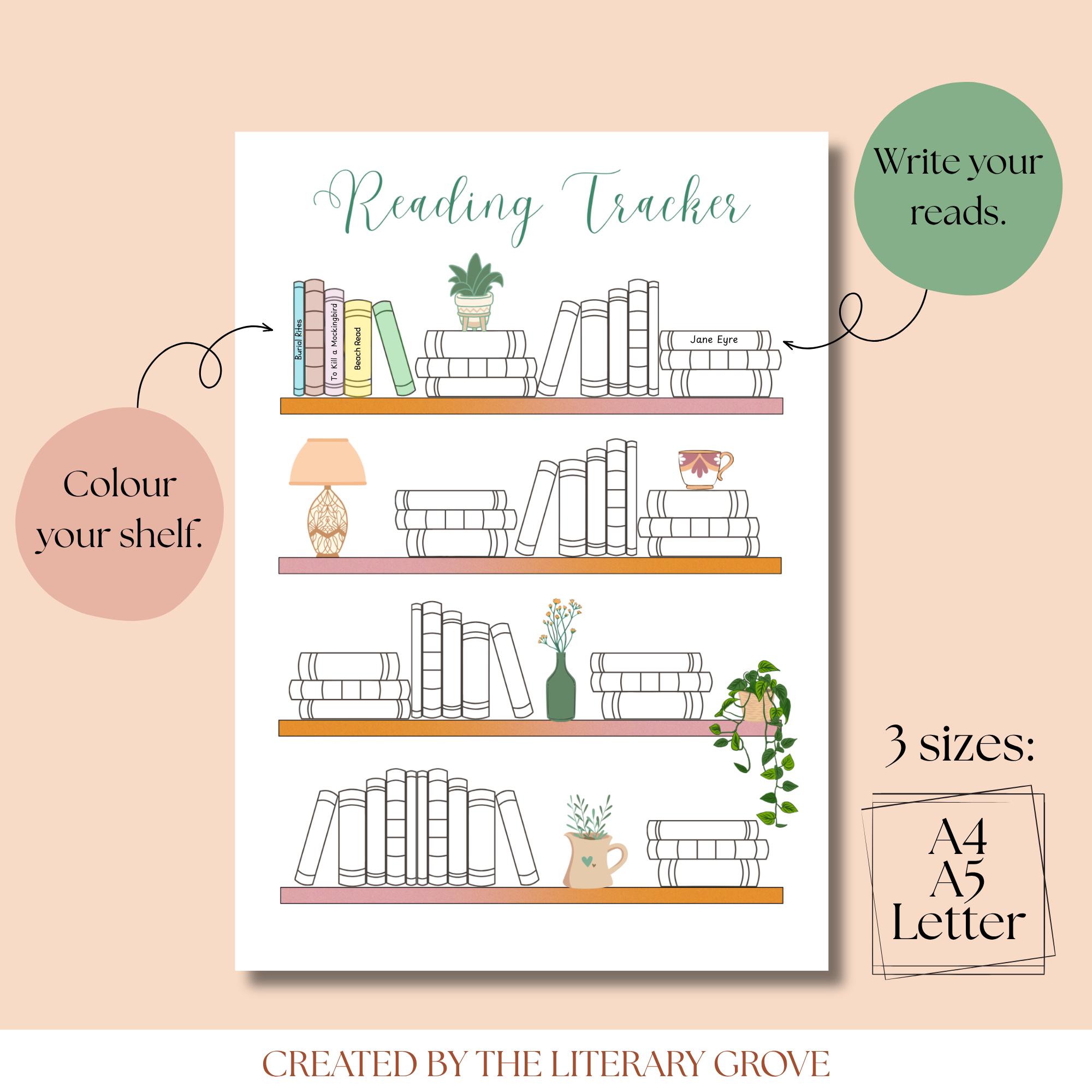 Bookshelf Reading Tracker | Printable Reading Log (digital Download) - Etsy