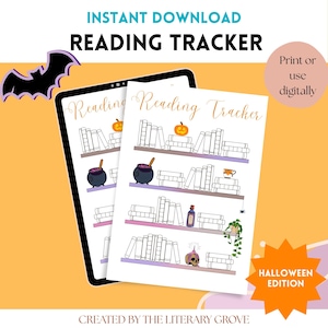 Halloween Bookshelf Reading Tracker: Spooky Printable Reading Log (Digital Download)