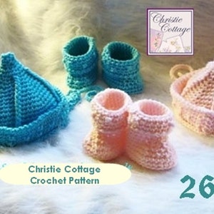 Fisherman Pixie Hat and Booties Crochet Pattern 266 image 1