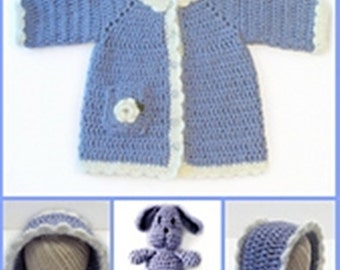 Cappotto in cotone per bambini e coniglietto all'uncinetto, modello 686