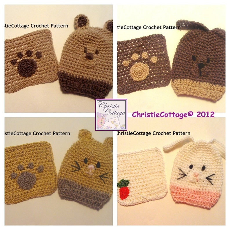 Animal Washcloth and Bath Mitt Set of 8 Crochet Patterns PDF image 0