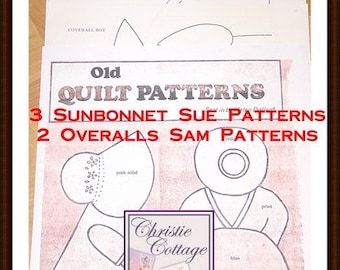 Sunbonnet Sue and Overall Sam Quilt Pattern Vintage 5 patterns PDF