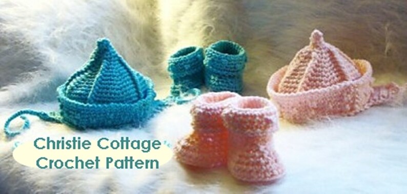 Fisherman Pixie Hat and Booties Crochet Pattern 266 image 2