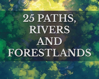Paths, Rivers and Forestlands (x25) - Battle Maps for TTRPG