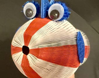 Special Limited Edition 250th Red, White, and Blue Sparkly Vowel Fish