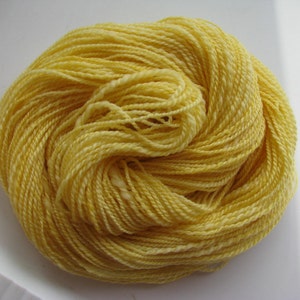 Hand spun 2ply merino wool yarn Lemon Yellow