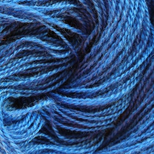 Hand spun wool, Forever Blue, Coopsworth wool yarn, 2 ply worsted weight yarn, sweater yarn, hat and mitten yarn