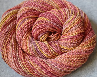 Hand spun merino wool, silk, camel, Roses, 2 ply DK weight yarn, soft shawl yarn, luxury hat yarn