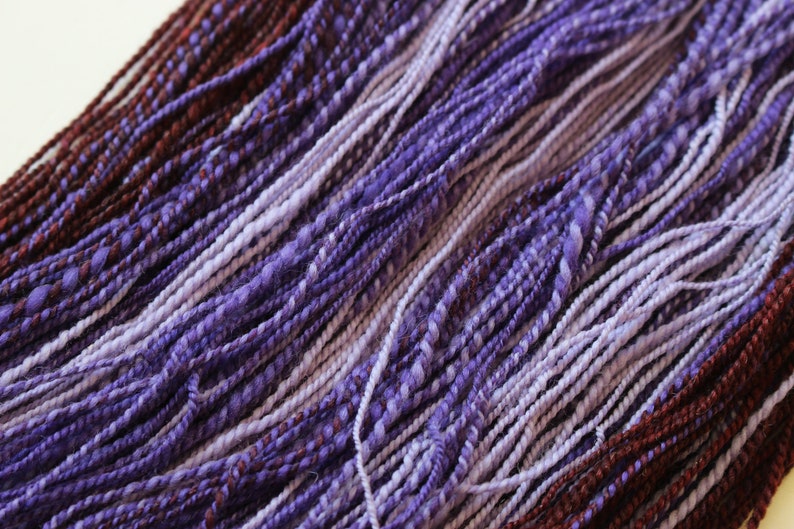 Hand spun merino wool silk DK weight yarn Heliotrope