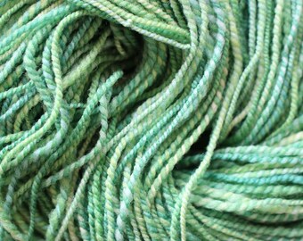 Hand spun 2ply wool yarn Spring Green