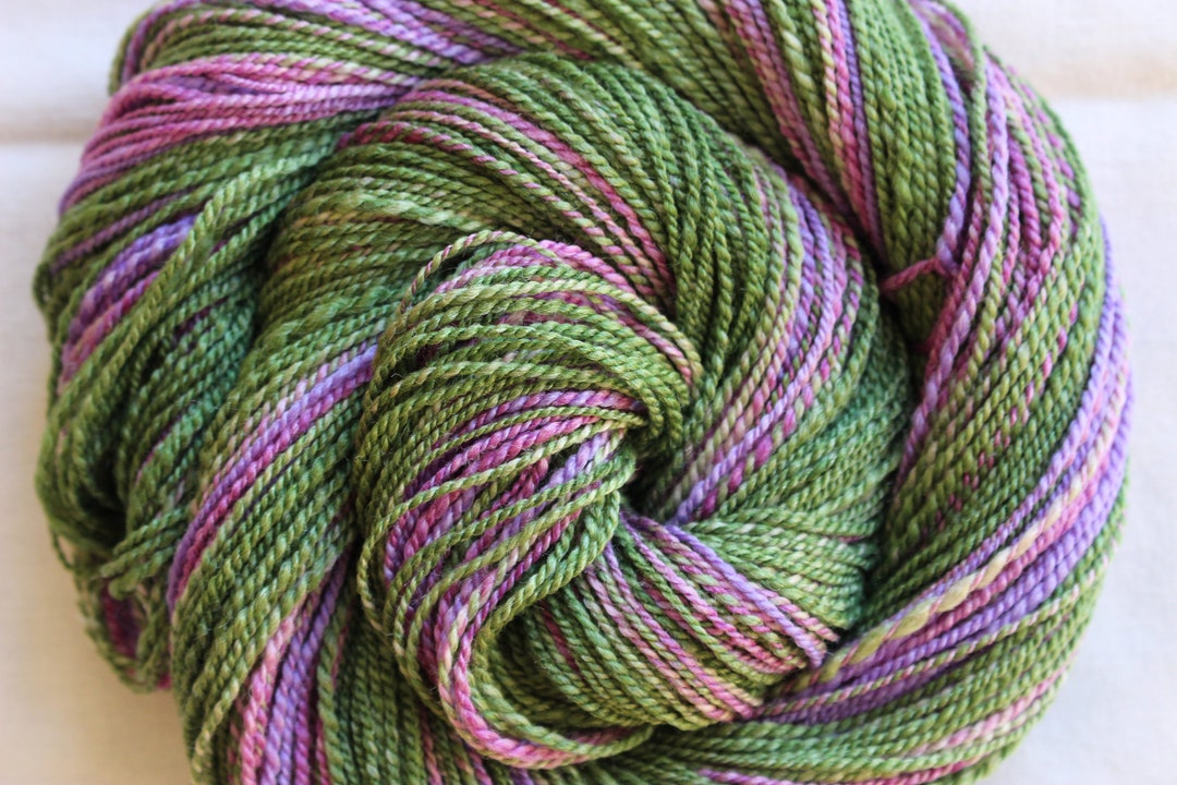 Hand Spun Merino Wool Bamboo Silk Yarn, Garden Path, Soft Shawl Yarn, Summer Sweater Yarn, 2 Ply