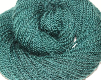 Hand spun wool yarn, Evergreen, 2 ply worsted weight , sweater yarn, hat and mitten yarn, blanket yarn