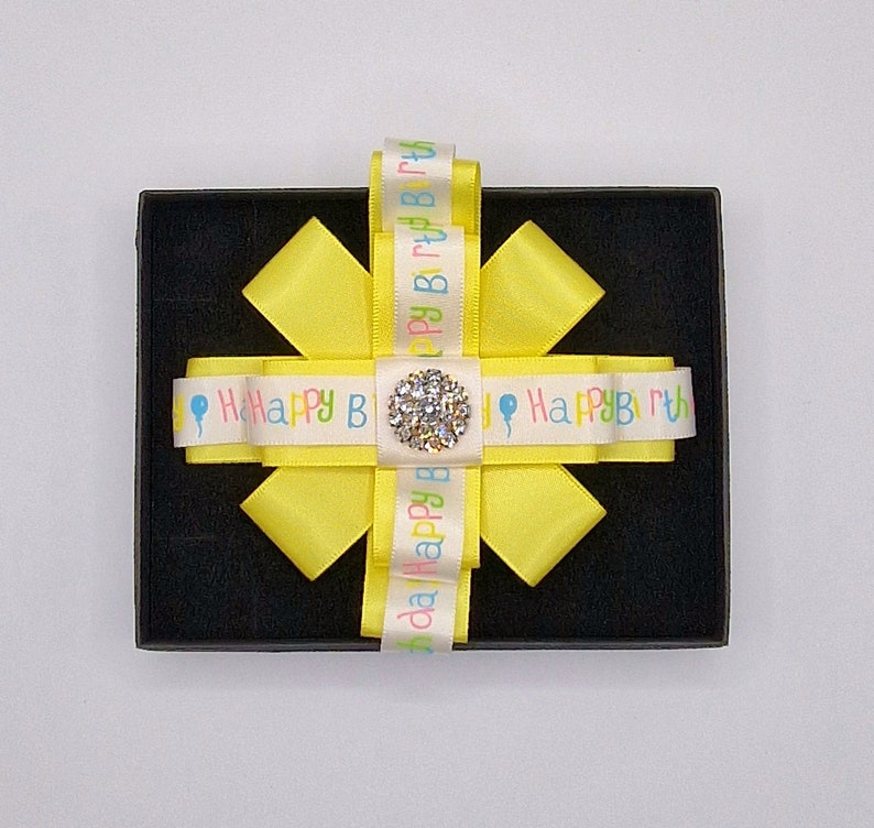 Yellow Handmade Happy Birthday Ribbon With Rhinestone Embellishment - Etsy