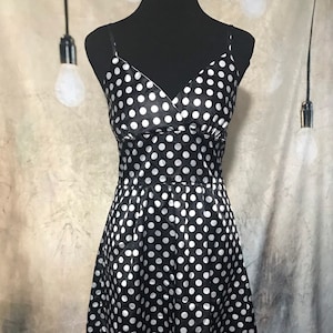 Vintage Polka Dot Dress, Black and White Polka Dot Dress, 80s Dress