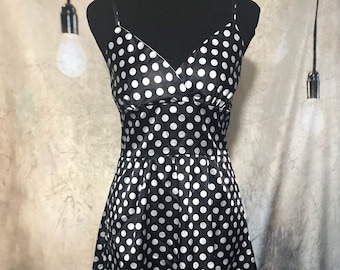 Vintage Polka Dot Dress, Black and White Polka Dot Dress, 80s Dress