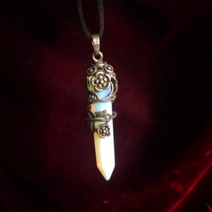 Witch Jewelry, Crystal Jewelry, Moonstone Crystal, Opalite Crystal Pendant, Moonstone Crystal Necklace, Crystal Pendant