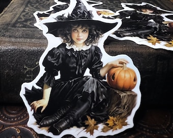 Vinyl Victoriaanse heks sticker gestanst, waterdicht, 2,5"