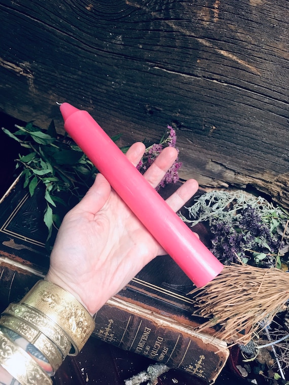Witch Candle, Love Spell, Large Pink Candle, Pink Spell Candle