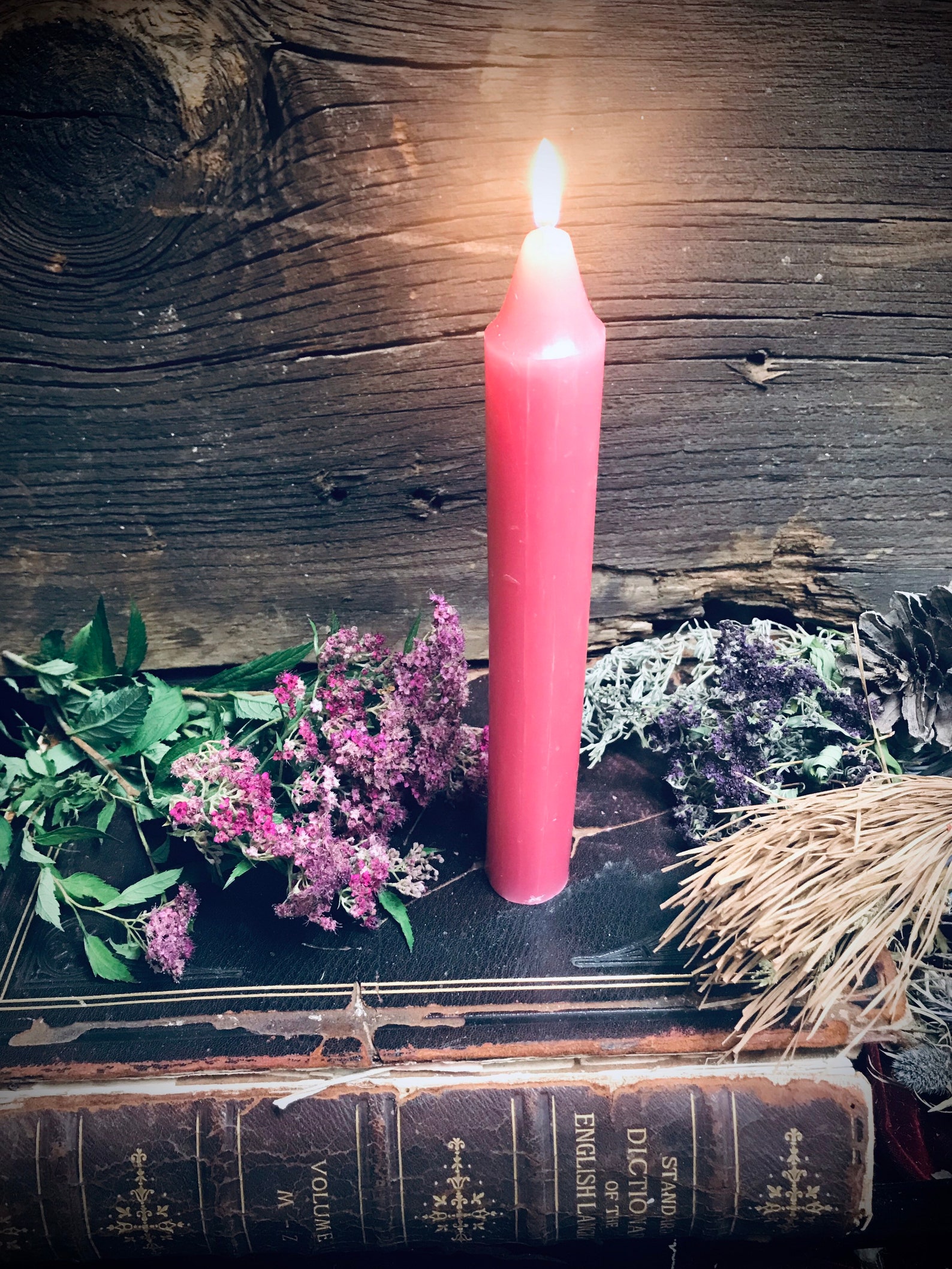 Witch Candle Love Spell Large Pink Candle Pink Spell Etsy