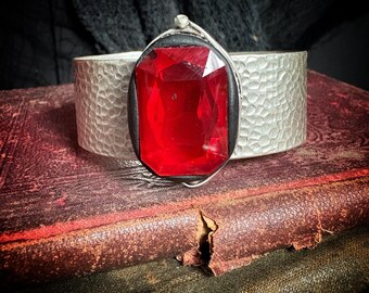 The “Alchemists Oracle” glass crystal gothic glamour cuff bracelet