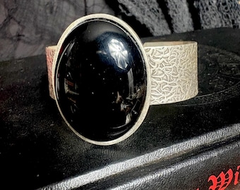 The “Scrying Mirror” obsidian gothic glamour cuff bracelet
