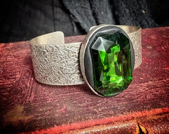 The “Alchemists Oracle” glass crystal gothic glamour cuff bracelet