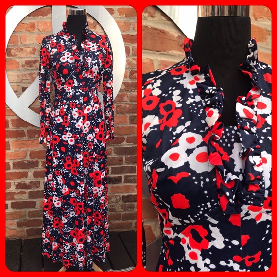 Vintage 60s Dress, 60s psychedlic dress, 60s maxi
