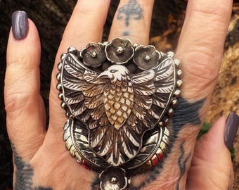 The Bonewing Sovereign, Ring, Bone Carved Ring, Bird Ring, Bone Jewelry