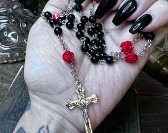 Pray For Us Glass Rosary