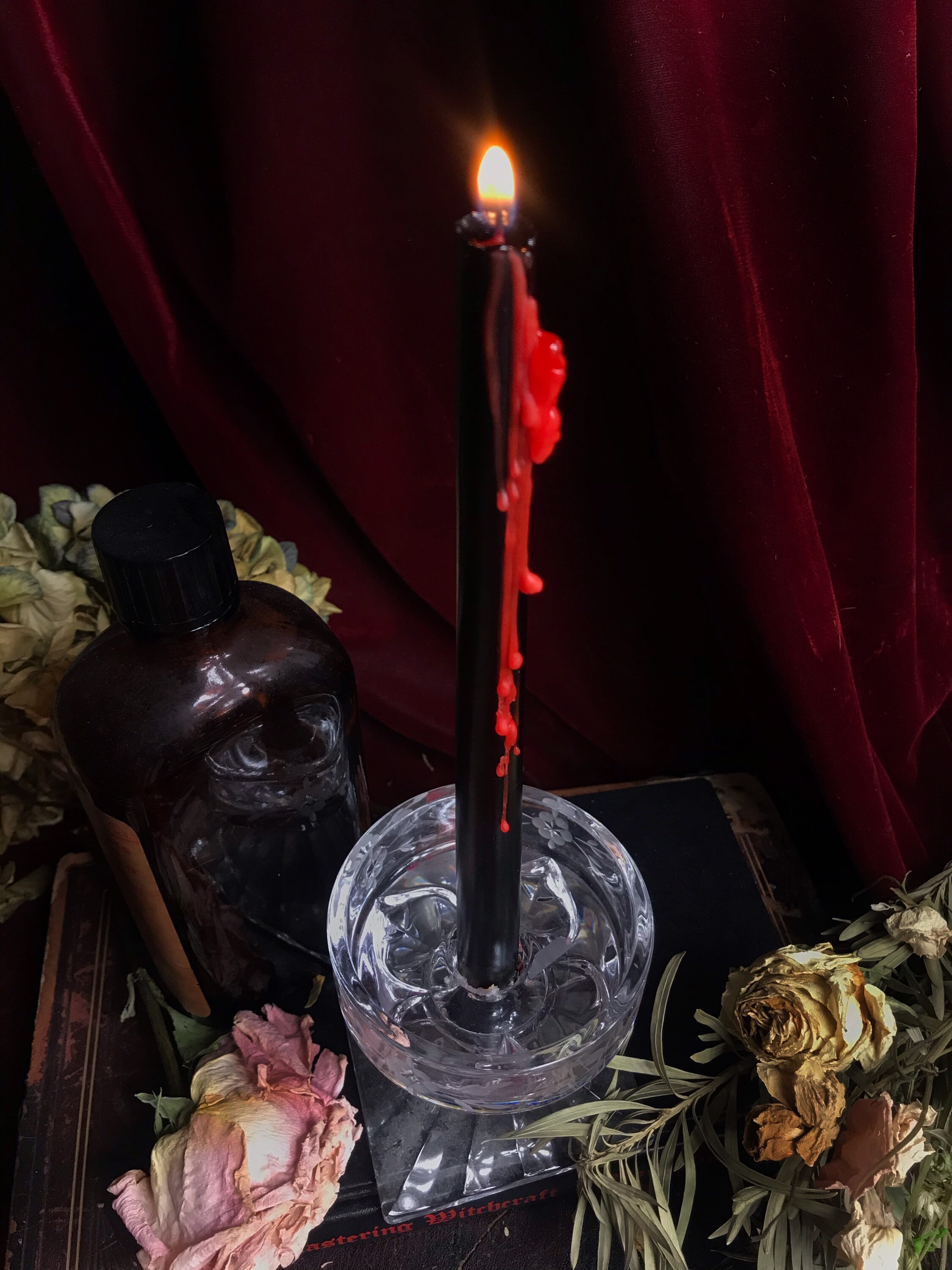Black Candles Drip Candles Blood Drip Candles Black Spell Etsy