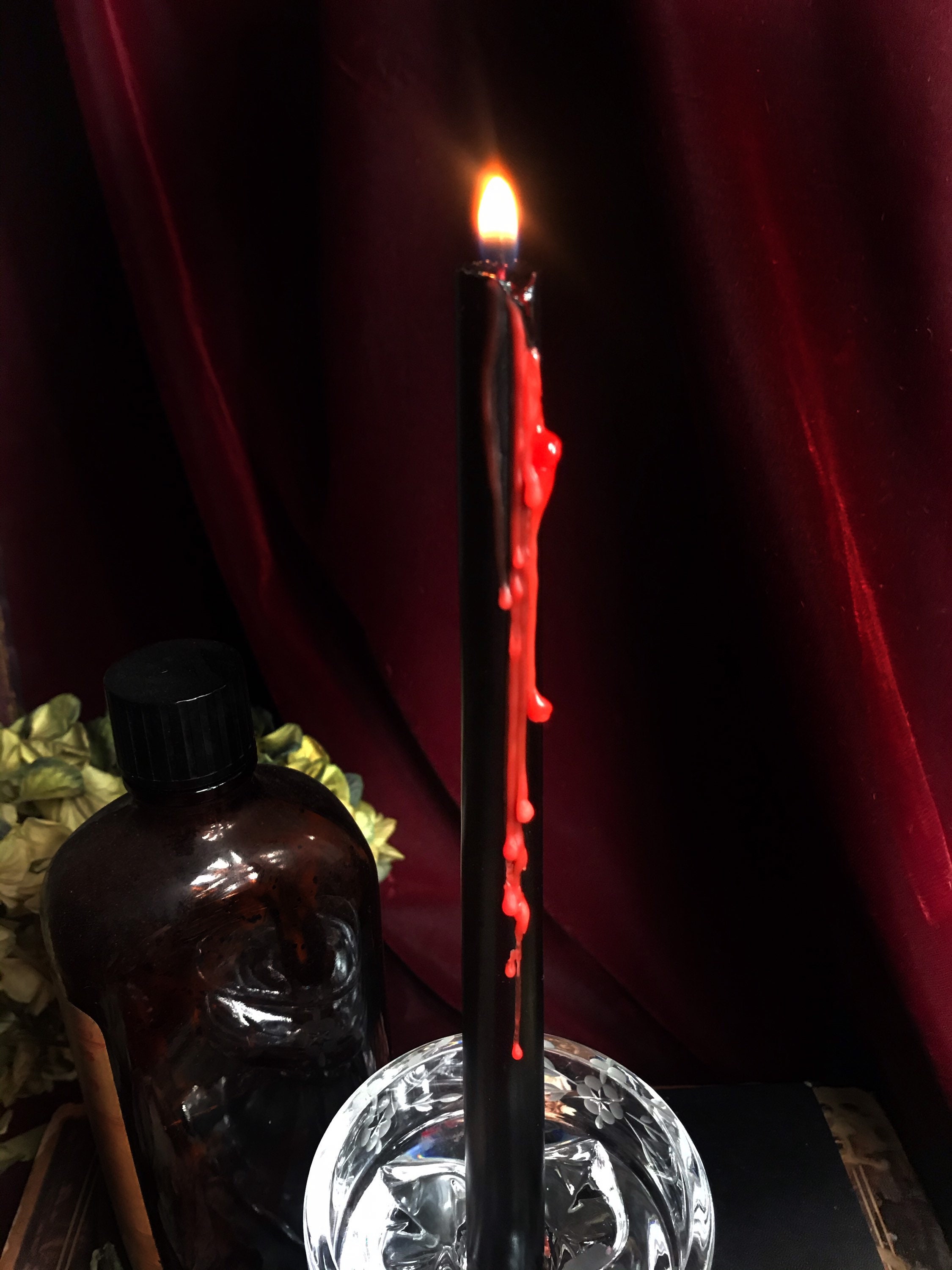Black Candles Drip Candles Blood Drip Candles Black Spell Etsy