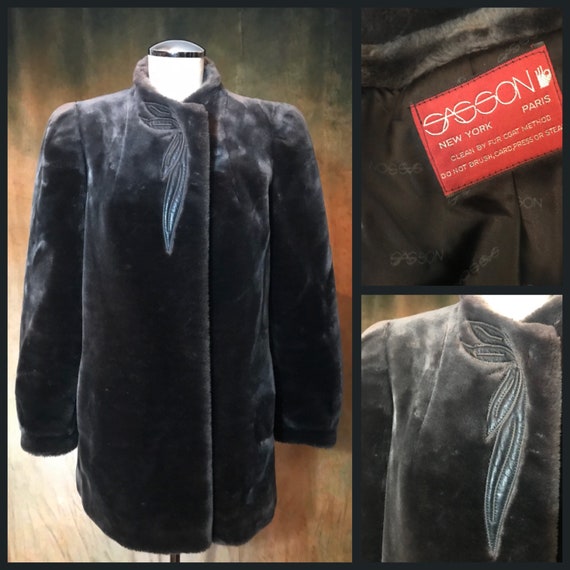 Vintage Faux Fur Coat, Vintage Fake Fur Coat, Sas… - image 1