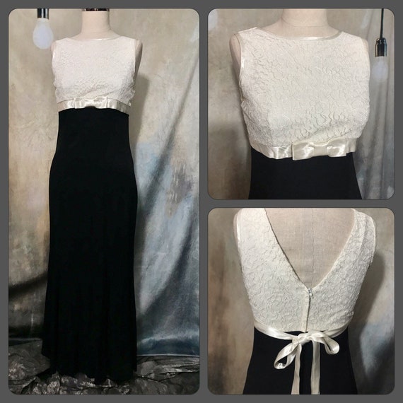 Black and White Vintage Dress, Black and White Br… - image 1