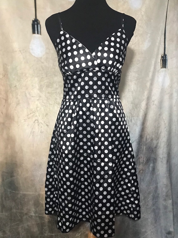 Vintage Polka Dot Dress, Black and White Polka Dot Dress, 80s Dress