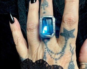 Buried Sapphire, The Carpathian Jewel, handmade glass vampire rin